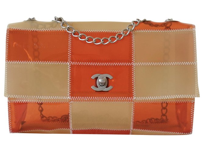 Chanel Borse Beige Arancione Plastica  ref.246384