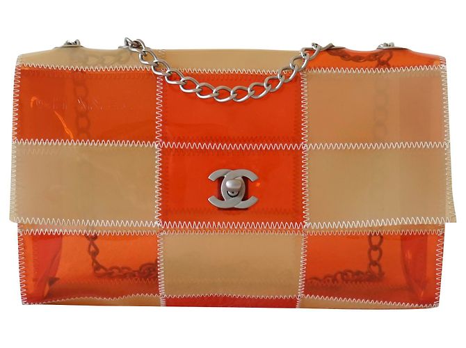 Chanel Borse Beige Arancione Plastica