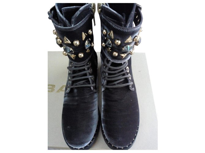 Baldan Ankle Boots Brown Leather Velvet  ref.246459