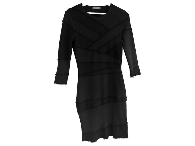 Alexander McQueen Schwarzes Strickkleid aus Viskose