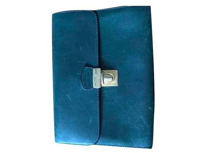 Céline Clutch Tasche Leder Dunkelgrün