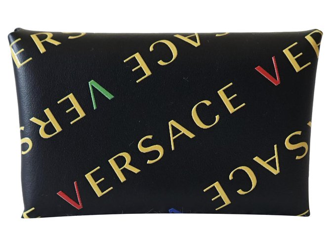 Versace Bourses, portefeuilles, cas Cuir Noir Multicolore  ref.246517