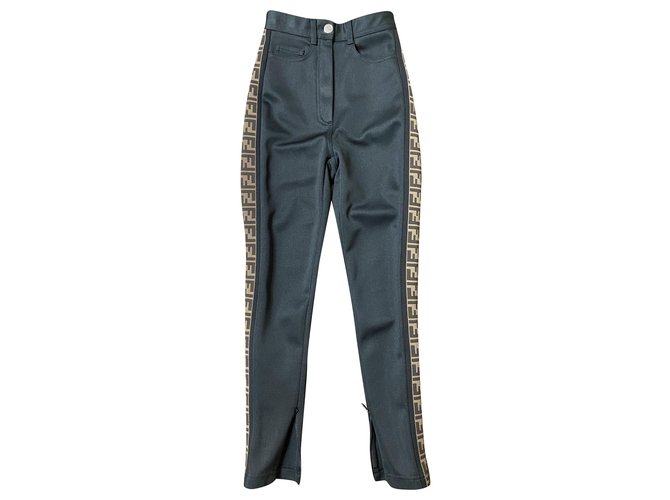 Fendi Un pantalon, leggings Synthétique Marron Noir  ref.246556