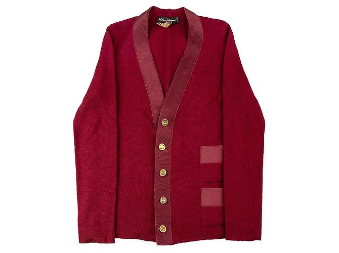 Salvatore Ferragamo Strickwaren Bordeaux Wolle