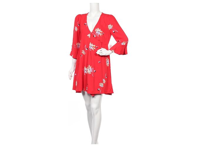Free People Blumenkleid Rot Viskose M