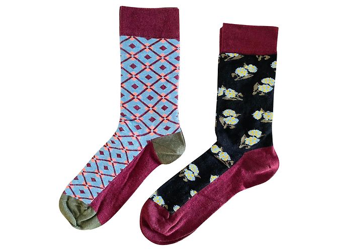 Erdem x H&M Pattern Socks Black Floral Size 40
