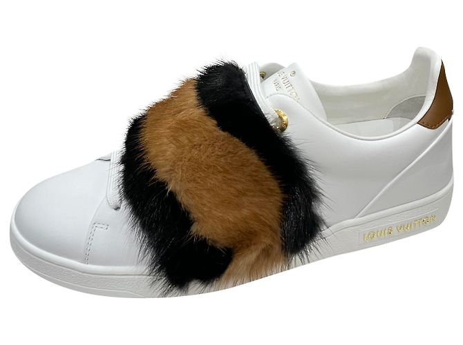 Louis Louise Baskets Louis Vuitton Cuir Blanc et Vison 36.5