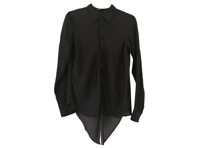 Yohji Yamamoto Y-3 blouse noire Coton Polyester  ref.246716