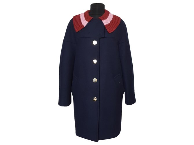 Tara Jarmon Coats, Outerwear Pink Blue Cashmere Wool Polyamide  ref.246833