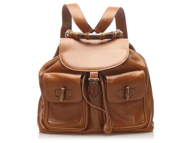 gucci brown leather backpack