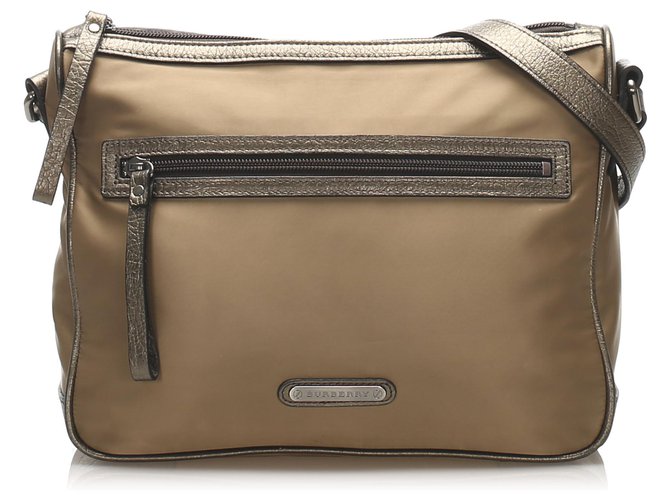 Burberry Brown Nylon Crossbody Bag Beige Khaki Leather Pony-style calfskin Cloth  ref.246961