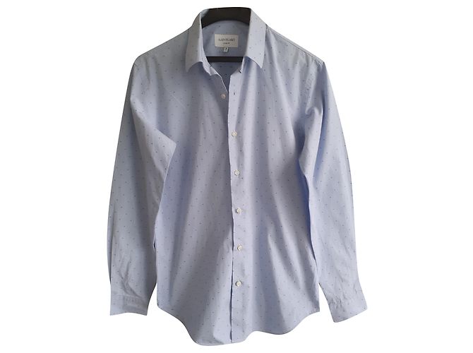 Autre Marque FIGARET Slim Fit Hemd aus gerippter Baumwolle Hellblau