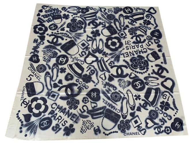 Chanel Cashmere Scarf - 52 For Sale on 1stDibs  chanel cashmere scarf  black white cc, cashmere scarf chanel, chanel muffler price