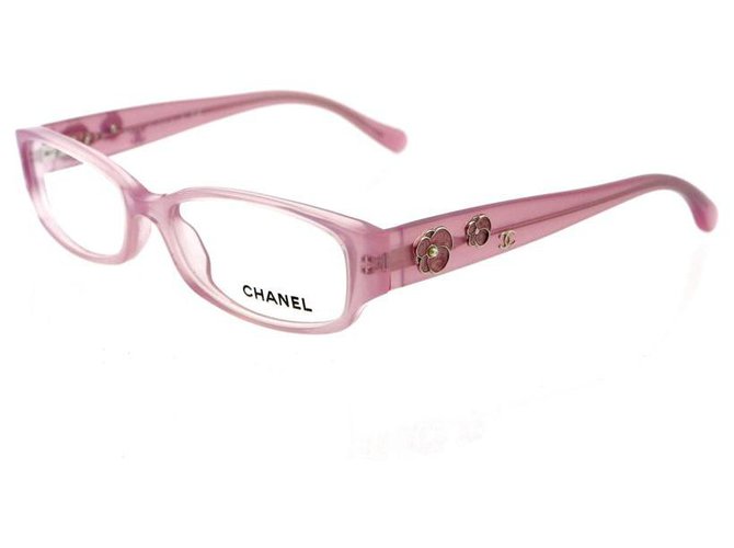 Chanel Armações de óculos Camelia Rosa Plástico  ref.247018