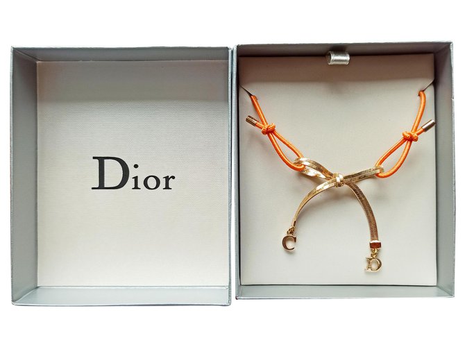 Dior Collares Naranja Coral Metal Elastano  ref.247066