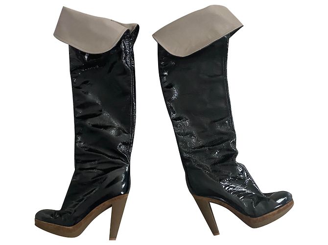 Botas Sergio Rossi de charol negras Negro