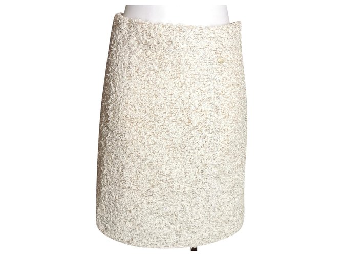 Chanel Skirt Eggshell Tweed  ref.247126