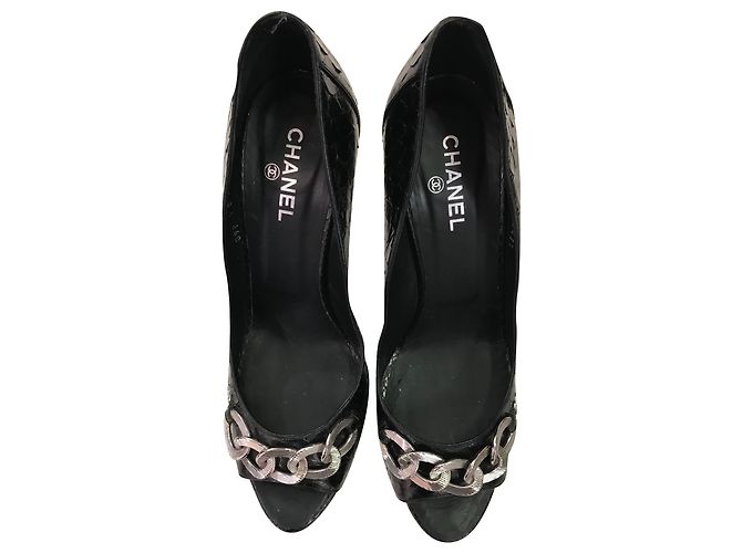 Décolleté Chanel Python Nere Tacchi 11cm Nero 