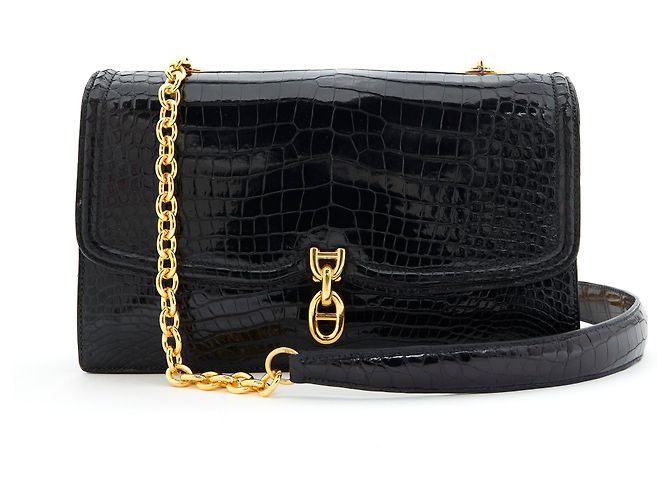 Chaîne d'ancre Hermès CATENA DI ANCORAGGIO CROCO NERA Nero