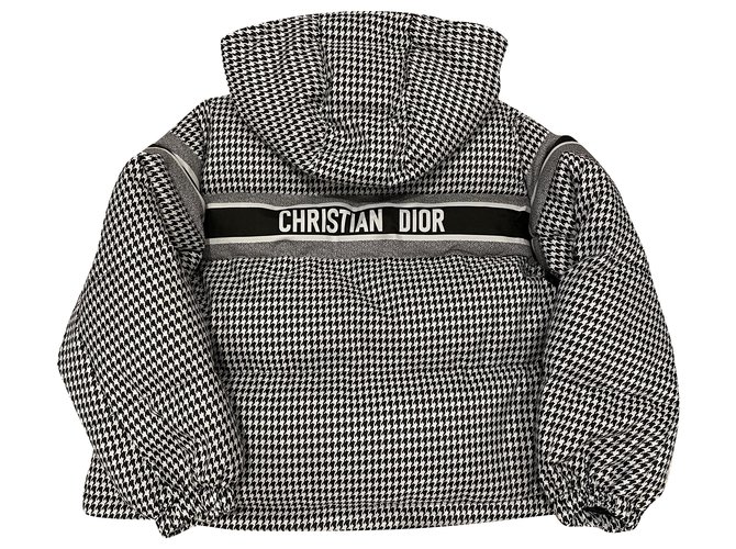 Dior down jacket Houndstooth pattern Black White Polyester  ref.247304