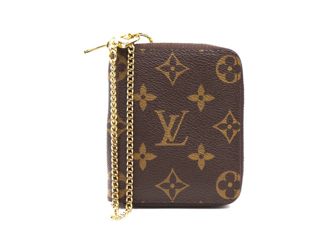 Zippy Portafoglio con catena a fisarmonica con monogramma Louis Vuitton  Marrone Pelle ref.247328 - Joli Closet