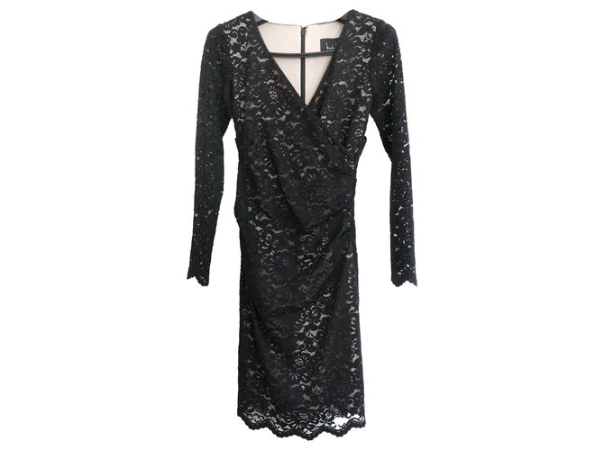 Nicole Miller Black lace dress Nylon  ref.247648