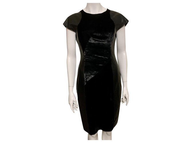 Prada Leather and velvet dress Black  ref.247698