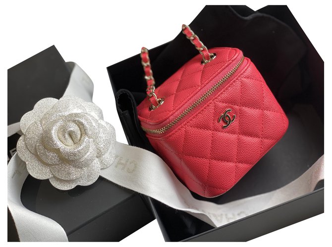 Timeless Small Chanel Vanity Case Coral Leather  ref.247830