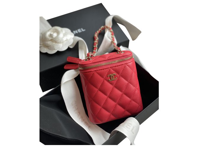 Timeless Mala pequena Chanel. Coral Couro  ref.247833