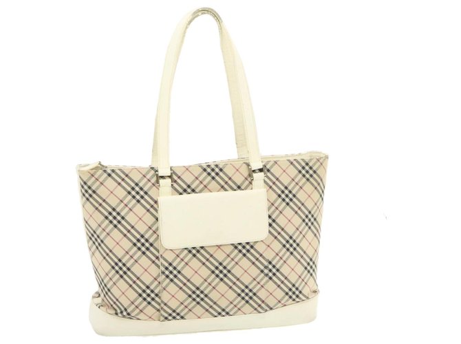 Sac Burberry tote carreaux Synthétique Beige  ref.247842