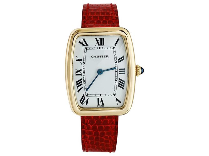 Montre Cartier "Fabergé" en or jaune, bracelet cuir.  ref.248066