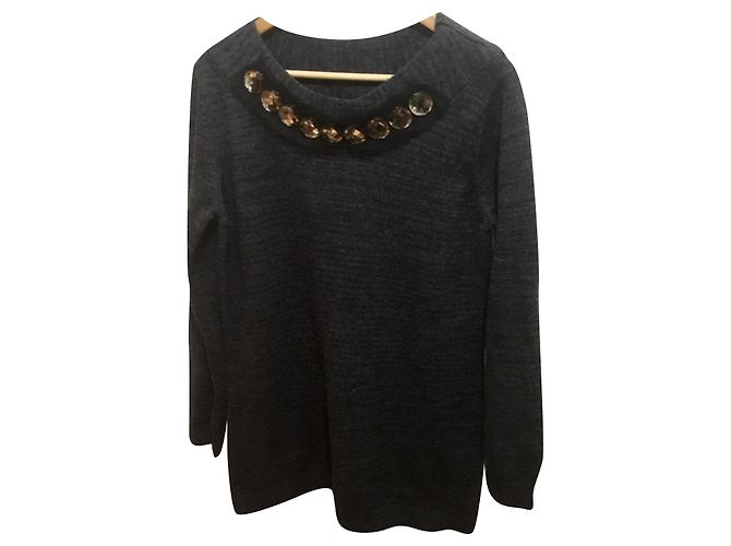 Vera Wang Robe pull en maille Gris