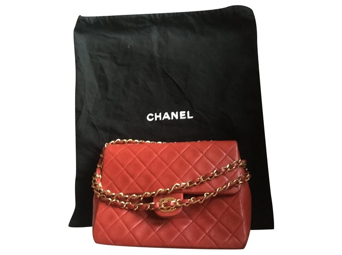 Classique Chanel Timeless Cuir Rouge  ref.248137