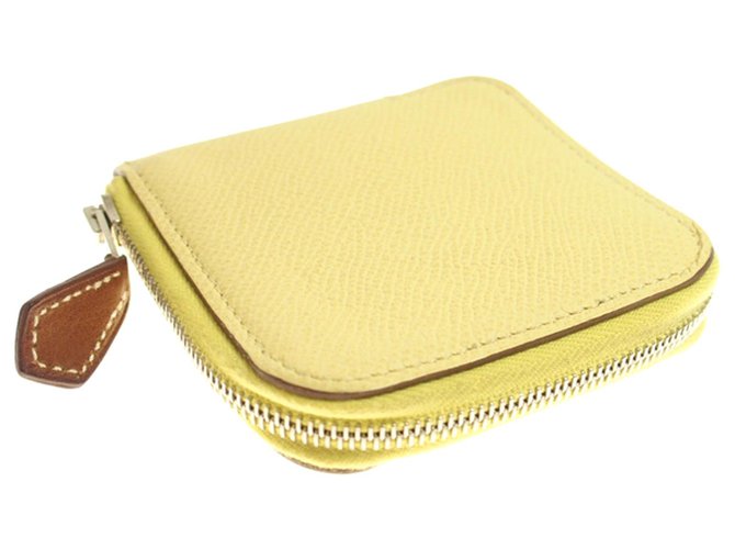 Hermès Hermes Yellow Epsom Leather Coin Purse Pony-style calfskin  ref.248207