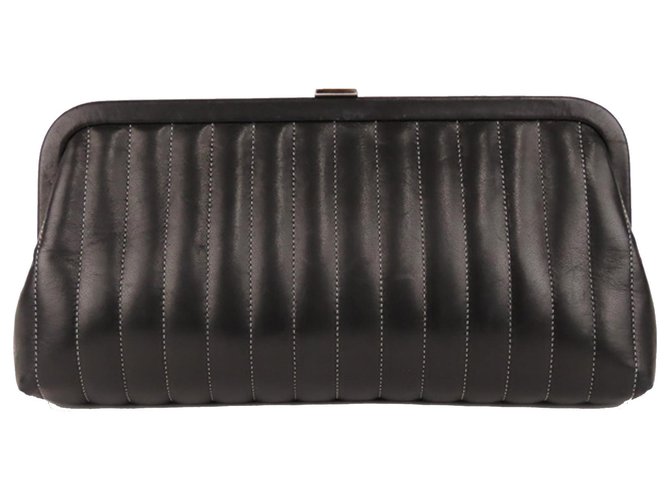 Chanel Mademoiselle Clutch Vertical Quilted Lambskin Black