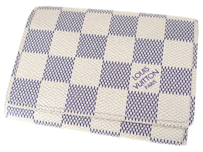 Louis Vuitton White Damier Azur Enveloppe Cartes de Visite Bianco Blu Tela  ref.248268