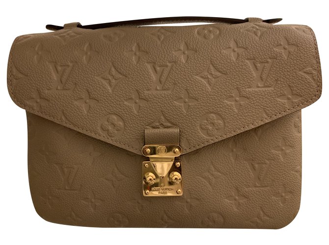 Metis Louis Vuitton Pochette Métis in empreinte leather Taupe  ref.248345