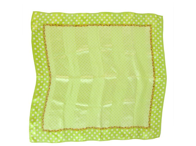 Autre Marque Echo Green Polka Dots Square 100% Envoltório de lenço de seda Verde  ref.248364