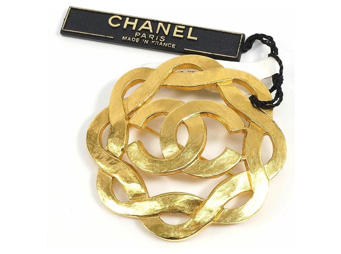 Used] CHANEL Chanel Coco Mark Pin Brooch Gold Ladies Golden ref