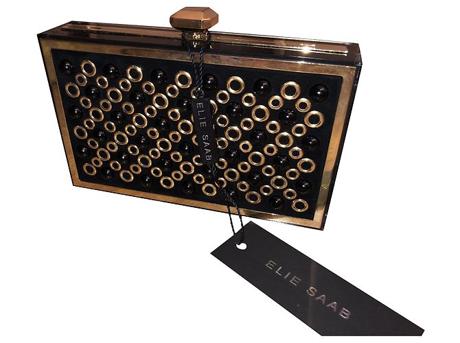 Clutch Elie Saab nera in metallo Nero