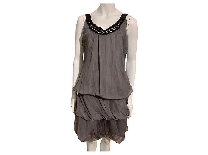 Vestido de seda gris drapeado Philosophy Di Alberta Ferretti