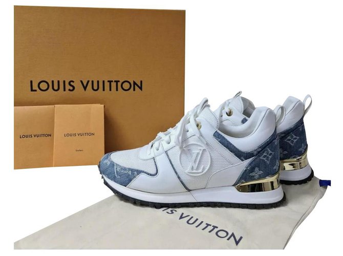 Louis Vuitton Monogram  Denim White Leather Low Tops Trainers Sneakers Sz.37 Multiple colors  ref.248494
