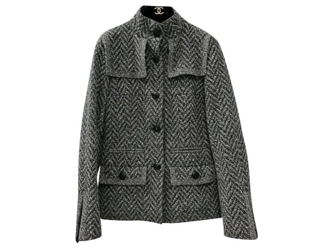 Chanel Grey Wool Jacket Gr.34 Grau Wolle  ref.248500