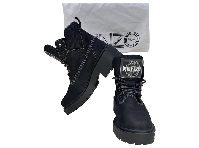 Kenzo Suede Boots Black  ref.248524