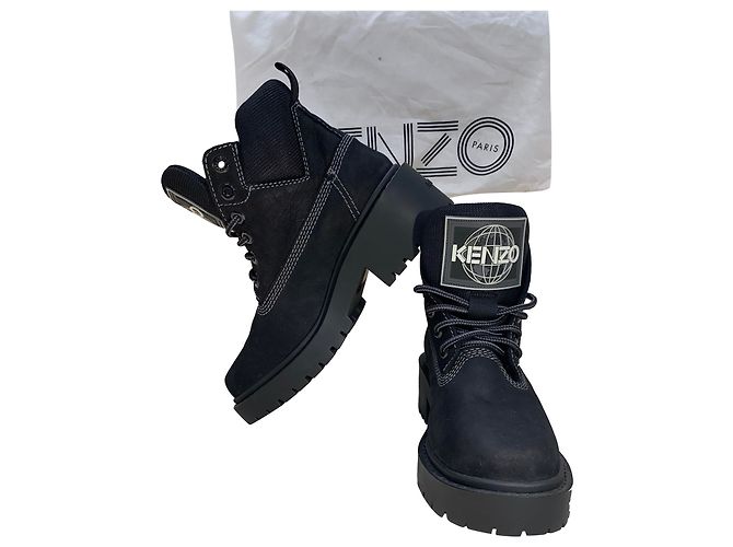 Kenzo Wildlederstiefel Schwarz Größe 37