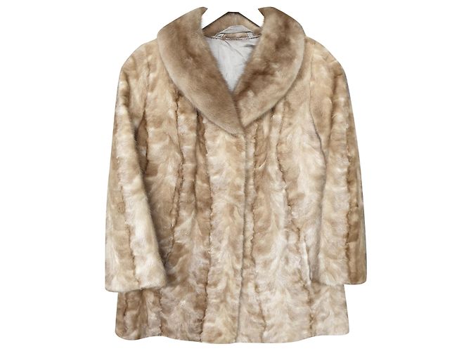 Autre Marque Abrigo de piel de visón beige