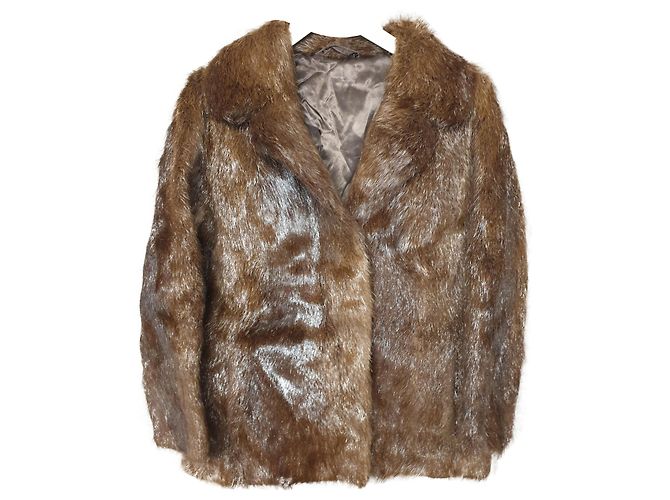 Autre Marque Abrigo pea coat de piel de castor marrón Castaño