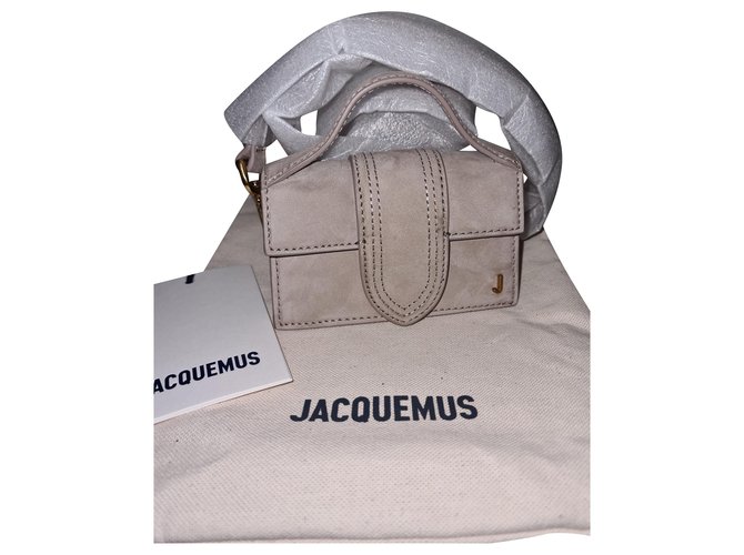 Jacquemus sac Le Petit Bambino Suede Daim Beige Crème  ref.248569