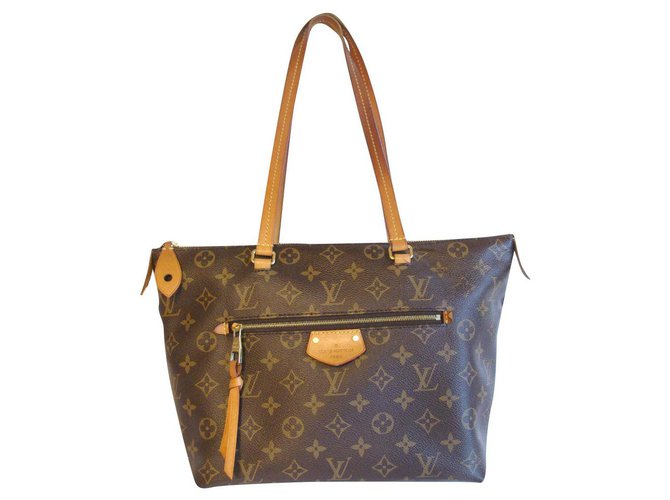 Bolso Louis Vuitton Iéna Castaño Cuero Lienzo  ref.248625