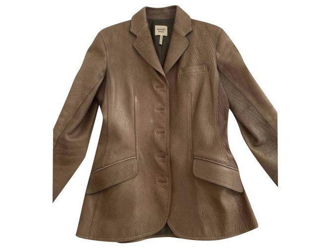 Hermès Suede jacket Dark brown Leather  ref.248656